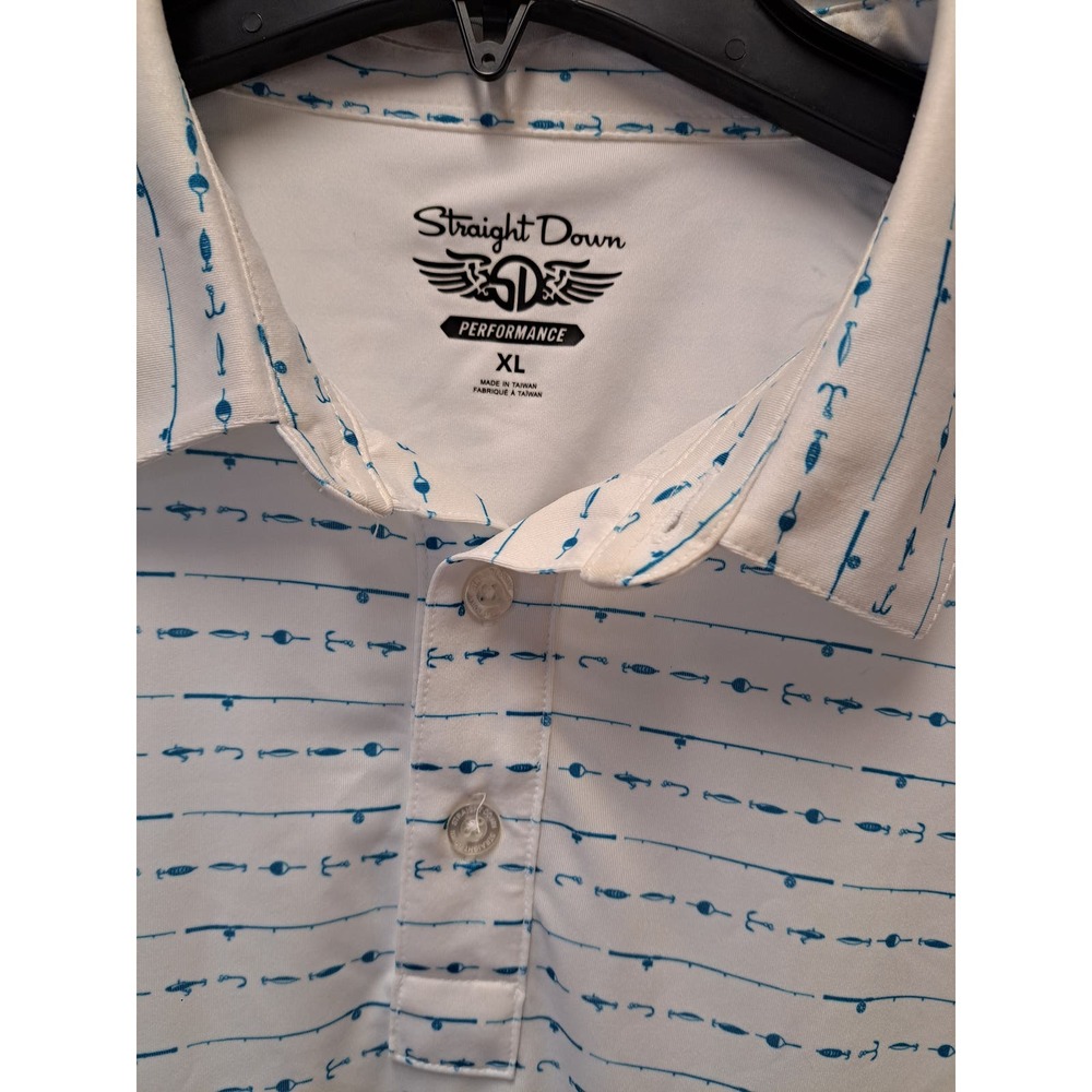Straight Down Performance Men's Short-Sleeve Fishing Polo Shirt XL - Picture 6 of 8